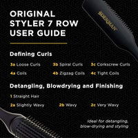 D3 7 Rows Curly Hair Brush Detangling Detangling Detangling Shaping Curls Defining Hair Brush for Men and Women